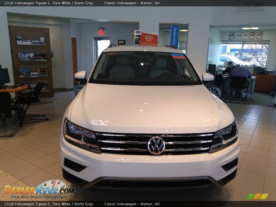 2018 Volkswagen Tiguan S Pure White / Storm Gray Photo #2