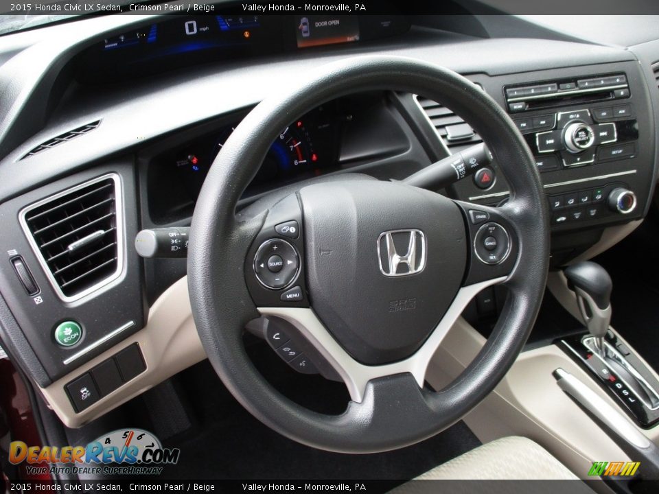2015 Honda Civic LX Sedan Crimson Pearl / Beige Photo #13