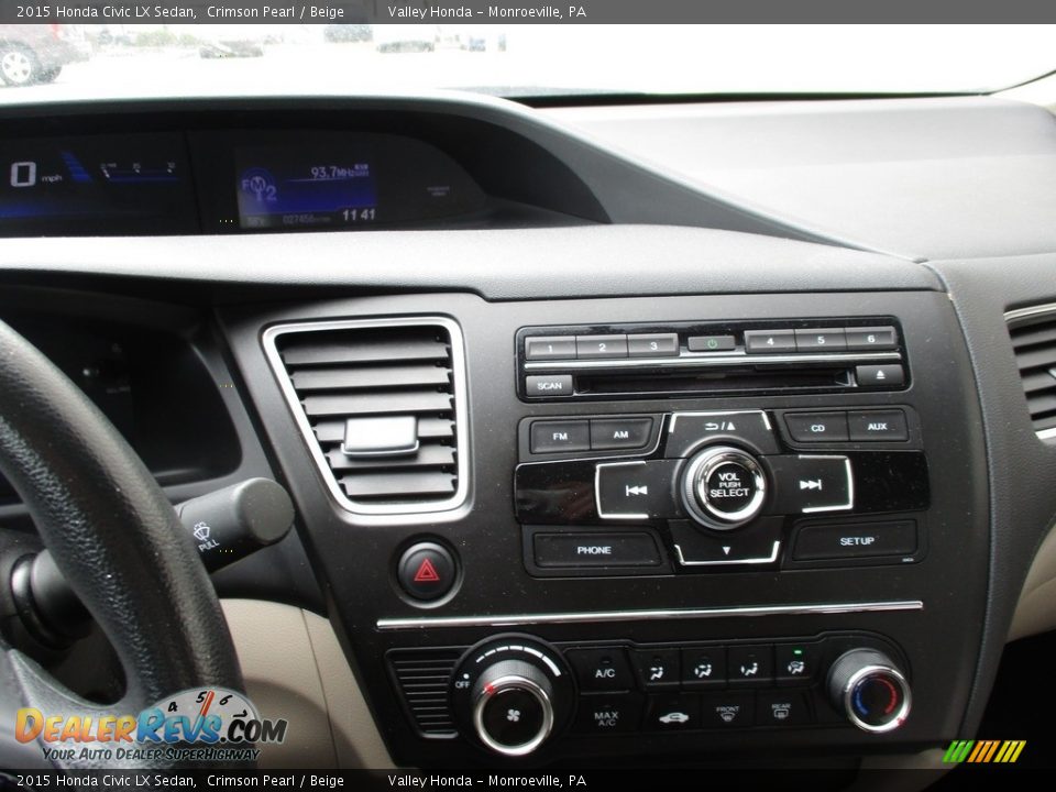 2015 Honda Civic LX Sedan Crimson Pearl / Beige Photo #15