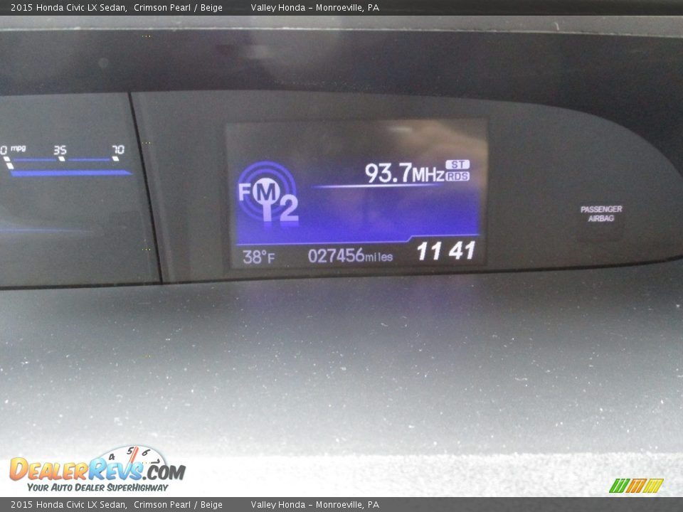 2015 Honda Civic LX Sedan Crimson Pearl / Beige Photo #20