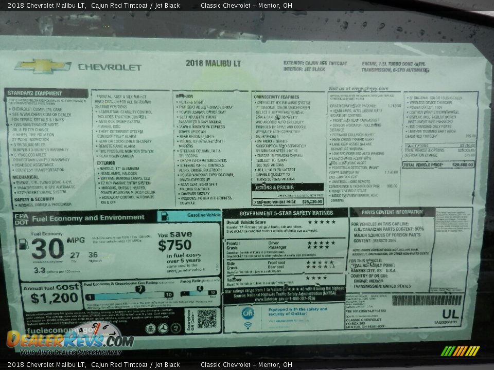 2018 Chevrolet Malibu LT Cajun Red Tintcoat / Jet Black Photo #6