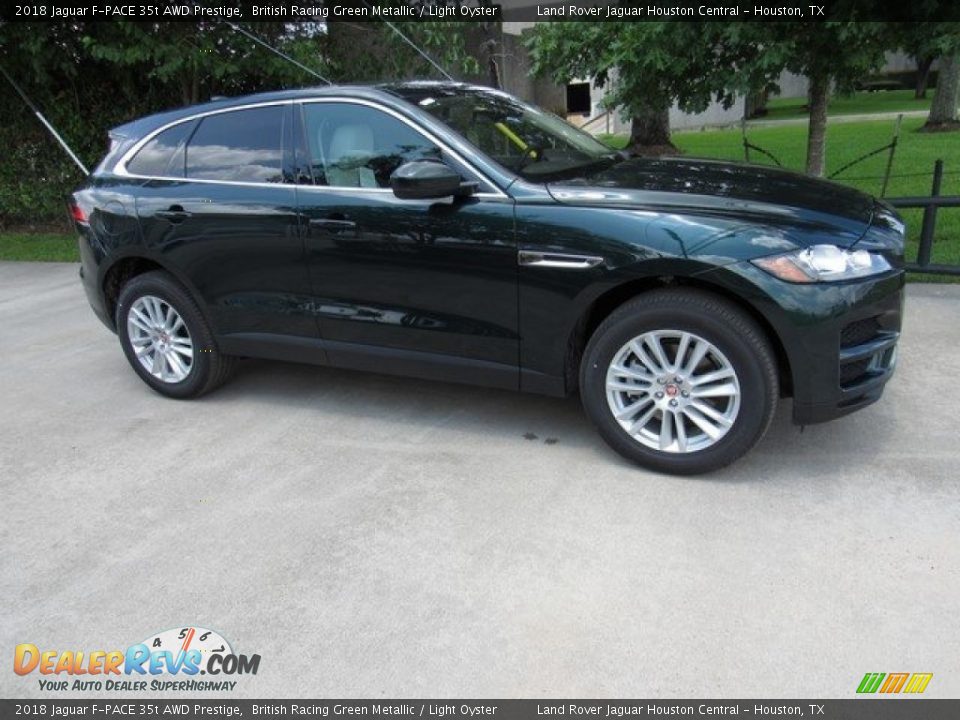 2018 Jaguar F-PACE 35t AWD Prestige British Racing Green Metallic / Light Oyster Photo #1