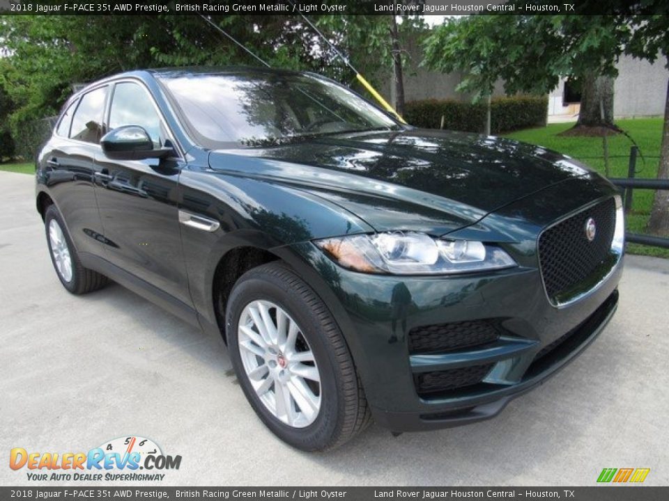 2018 Jaguar F-PACE 35t AWD Prestige British Racing Green Metallic / Light Oyster Photo #2