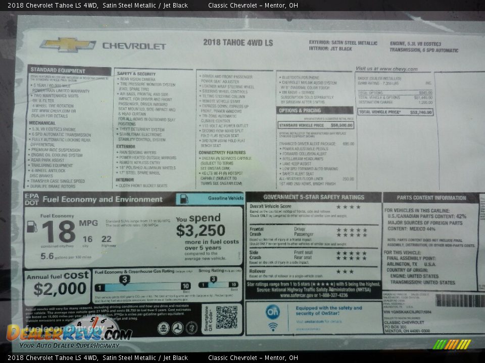 2018 Chevrolet Tahoe LS 4WD Satin Steel Metallic / Jet Black Photo #4