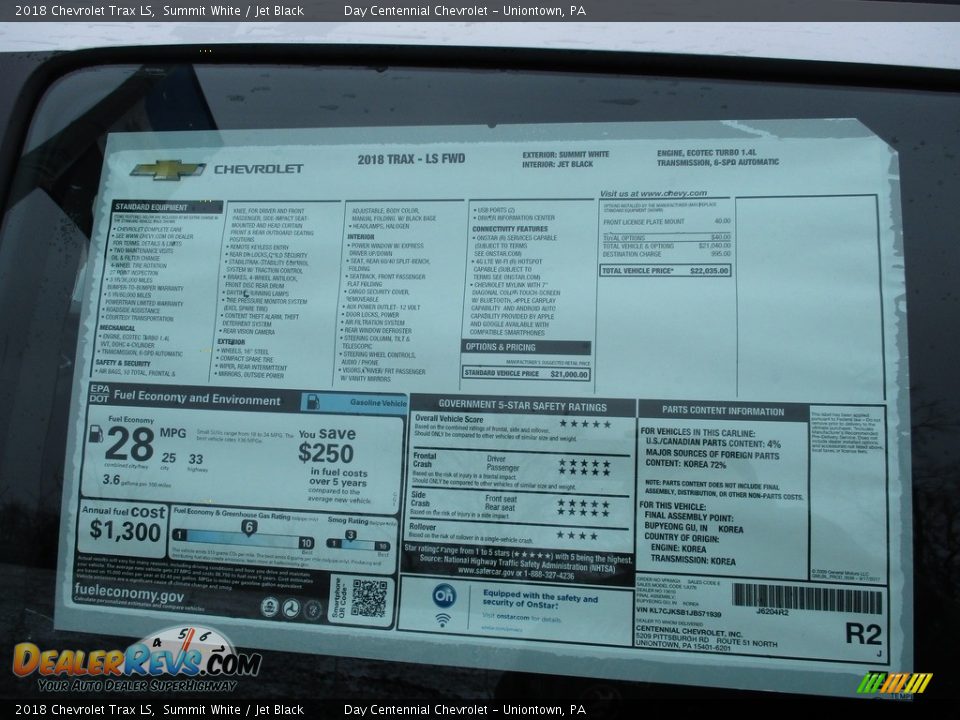 2018 Chevrolet Trax LS Summit White / Jet Black Photo #5