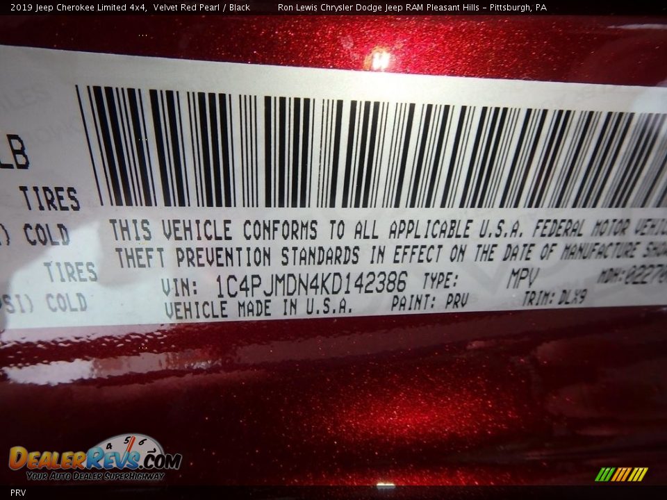 Jeep Color Code PRV Velvet Red Pearl