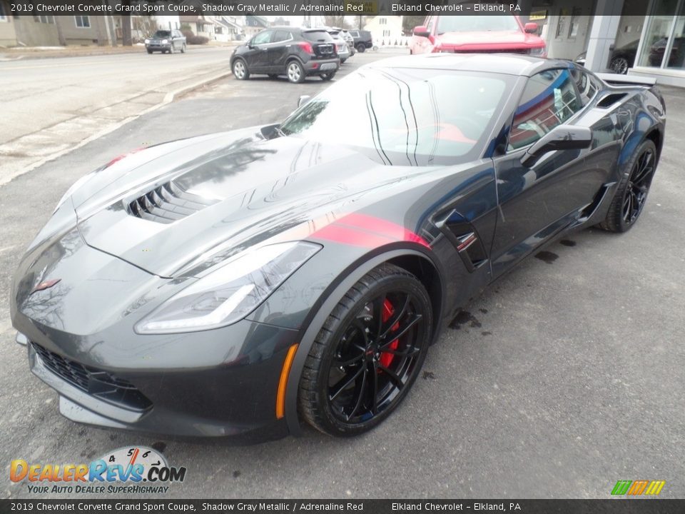 2019 Chevrolet Corvette Grand Sport Coupe Shadow Gray Metallic / Adrenaline Red Photo #1
