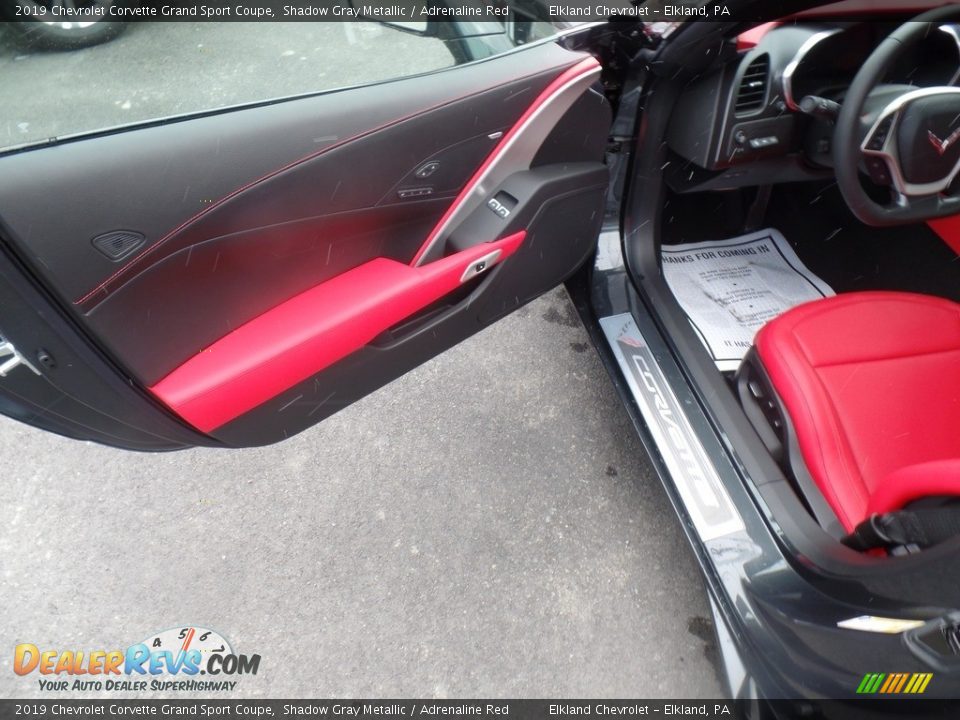 2019 Chevrolet Corvette Grand Sport Coupe Shadow Gray Metallic / Adrenaline Red Photo #14