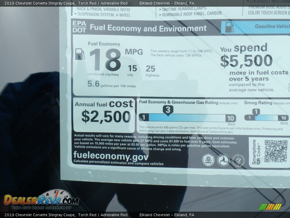 2019 Chevrolet Corvette Stingray Coupe Torch Red / Adrenaline Red Photo #36