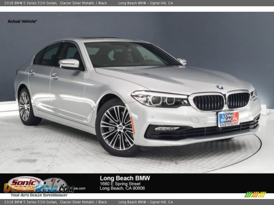 2018 BMW 5 Series 530i Sedan Glacier Silver Metallic / Black Photo #1