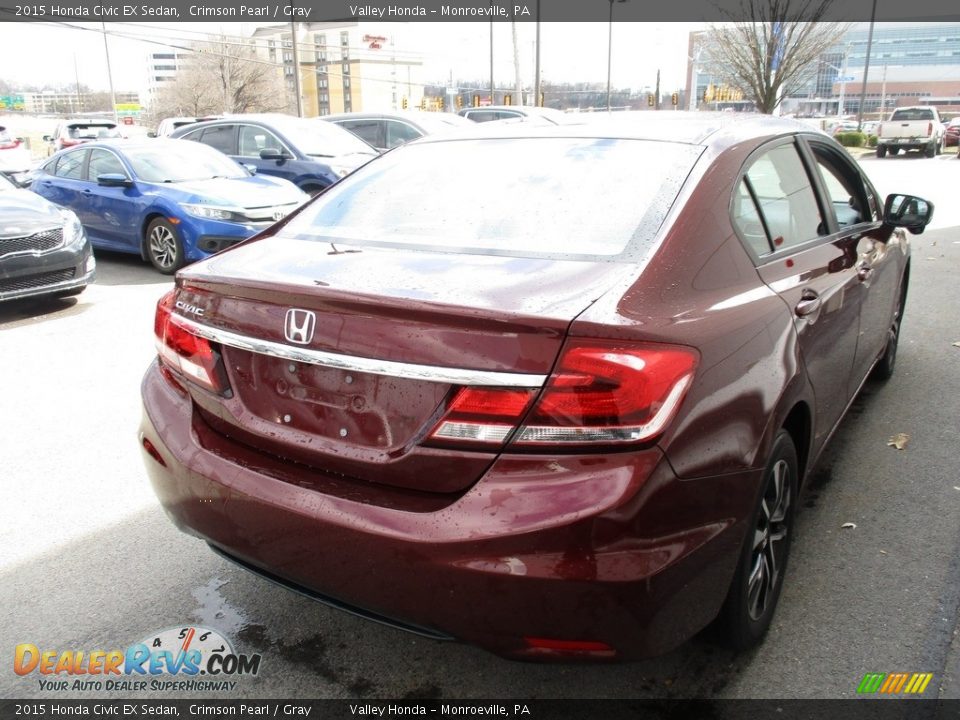 2015 Honda Civic EX Sedan Crimson Pearl / Gray Photo #5