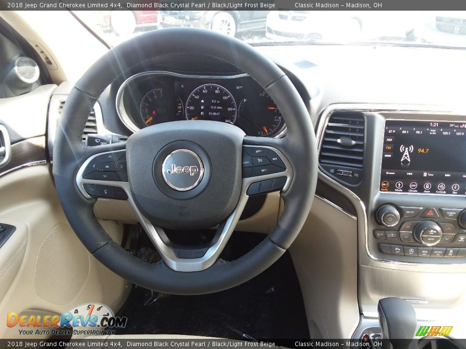 2018 Jeep Grand Cherokee Limited 4x4 Diamond Black Crystal Pearl / Black/Light Frost Beige Photo #8