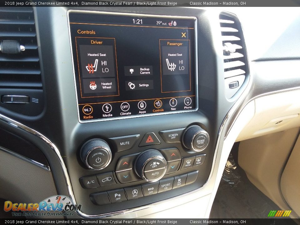 2018 Jeep Grand Cherokee Limited 4x4 Diamond Black Crystal Pearl / Black/Light Frost Beige Photo #13