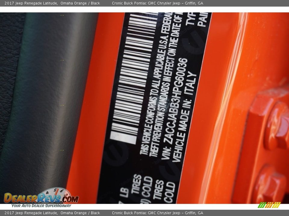 2017 Jeep Renegade Latitude Omaha Orange / Black Photo #15