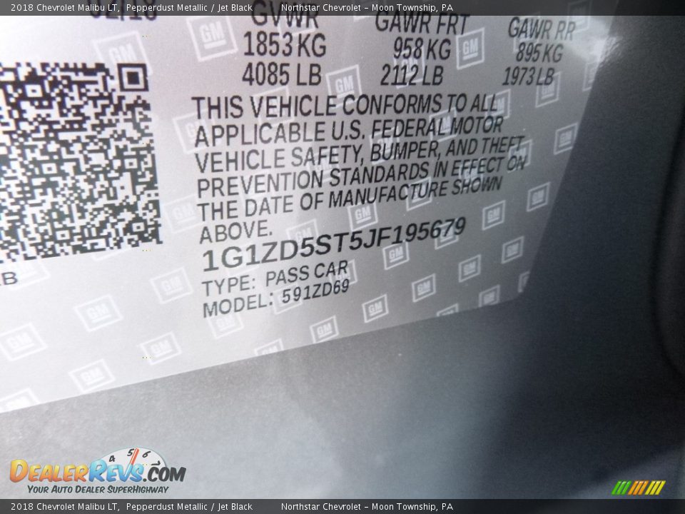 2018 Chevrolet Malibu LT Pepperdust Metallic / Jet Black Photo #16