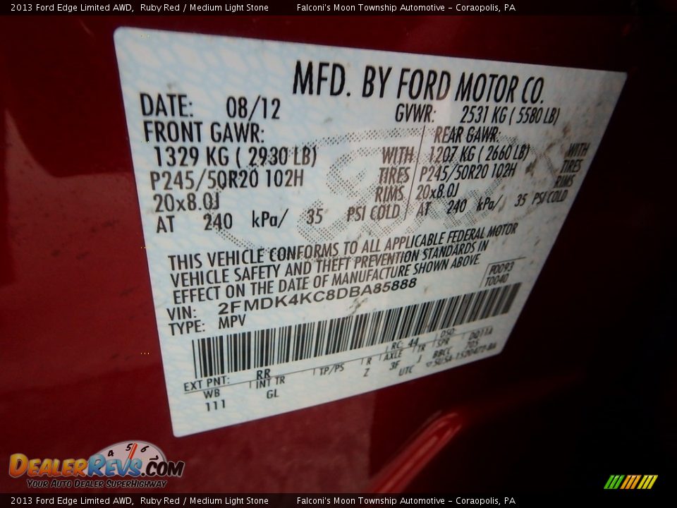 2013 Ford Edge Limited AWD Ruby Red / Medium Light Stone Photo #23