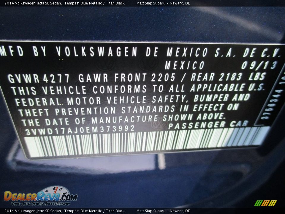 2014 Volkswagen Jetta SE Sedan Tempest Blue Metallic / Titan Black Photo #30