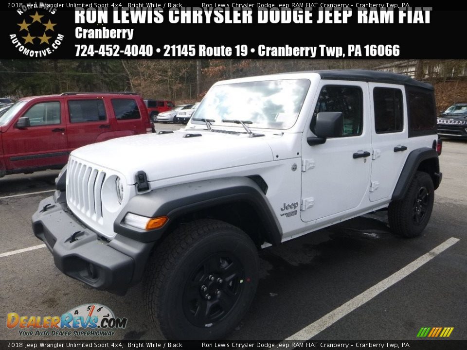 2018 Jeep Wrangler Unlimited Sport 4x4 Bright White / Black Photo #1