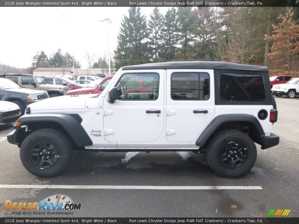 2018 Jeep Wrangler Unlimited Sport 4x4 Bright White / Black Photo #2