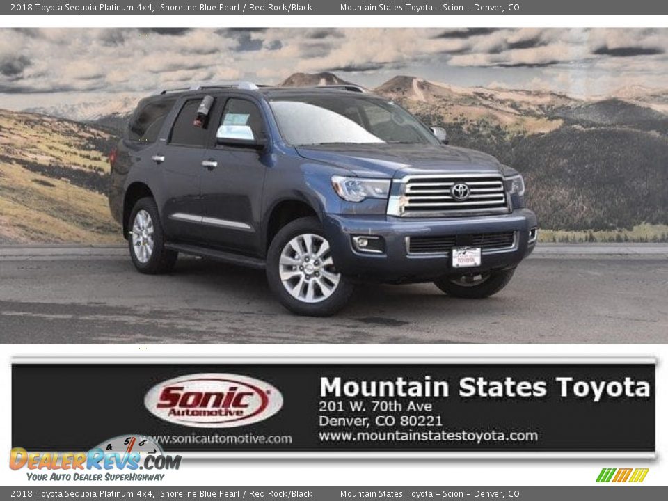 2018 Toyota Sequoia Platinum 4x4 Shoreline Blue Pearl / Red Rock/Black Photo #1