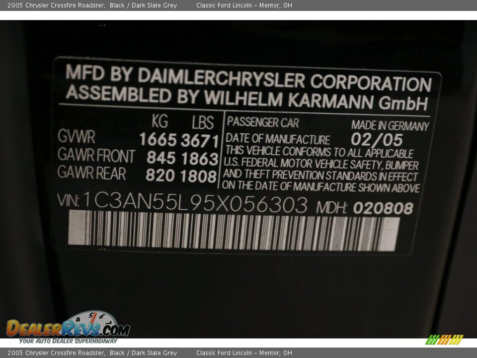 2005 Chrysler Crossfire Roadster Black / Dark Slate Grey Photo #19