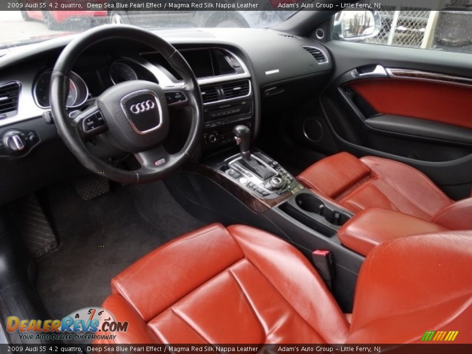 2009 Audi S5 4.2 quattro Deep Sea Blue Pearl Effect / Magma Red Silk Nappa Leather Photo #16