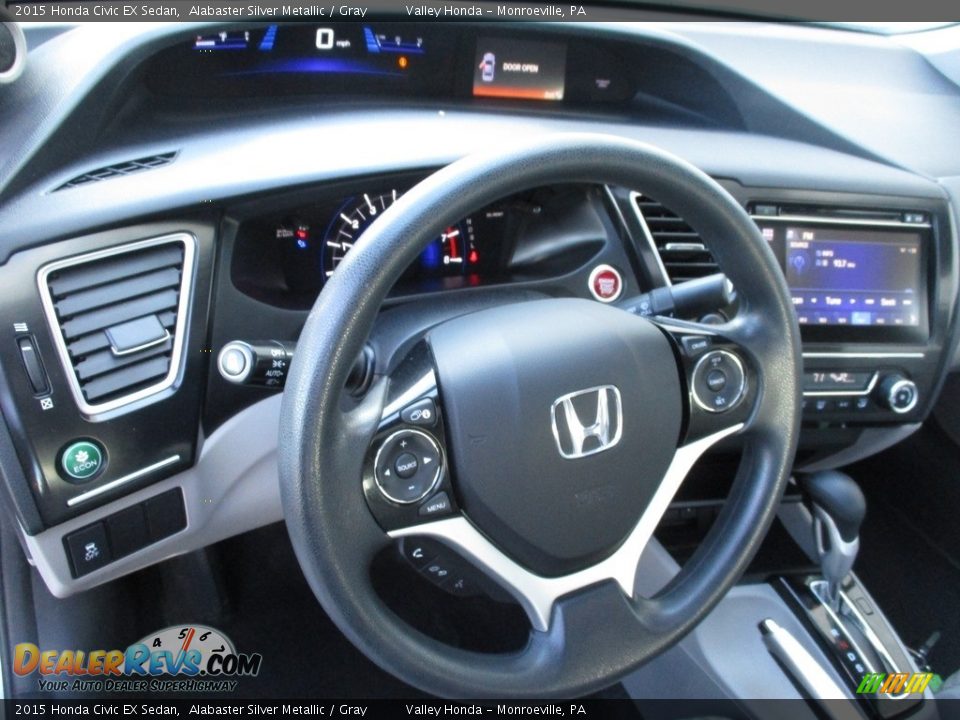 2015 Honda Civic EX Sedan Alabaster Silver Metallic / Gray Photo #13