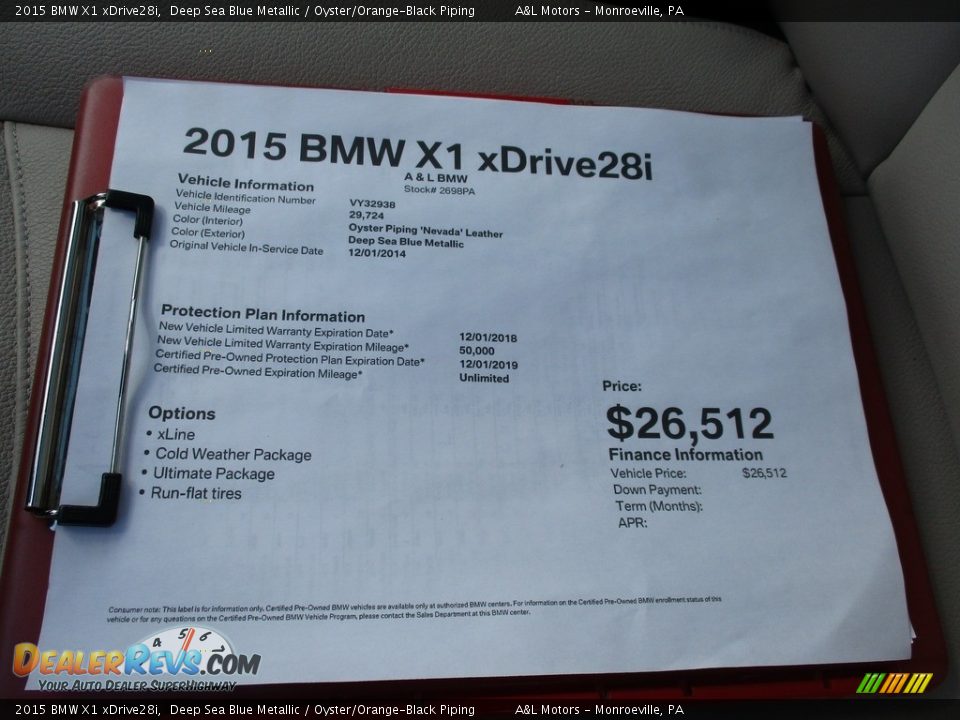 2015 BMW X1 xDrive28i Deep Sea Blue Metallic / Oyster/Orange-Black Piping Photo #12
