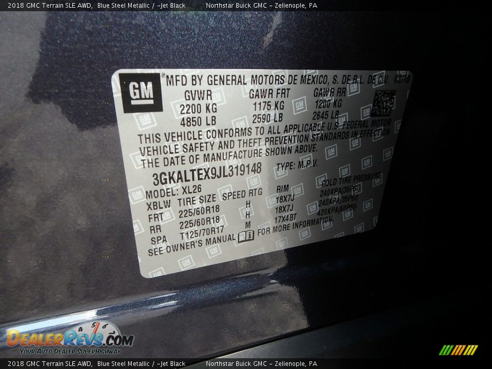 2018 GMC Terrain SLE AWD Blue Steel Metallic / ­Jet Black Photo #15