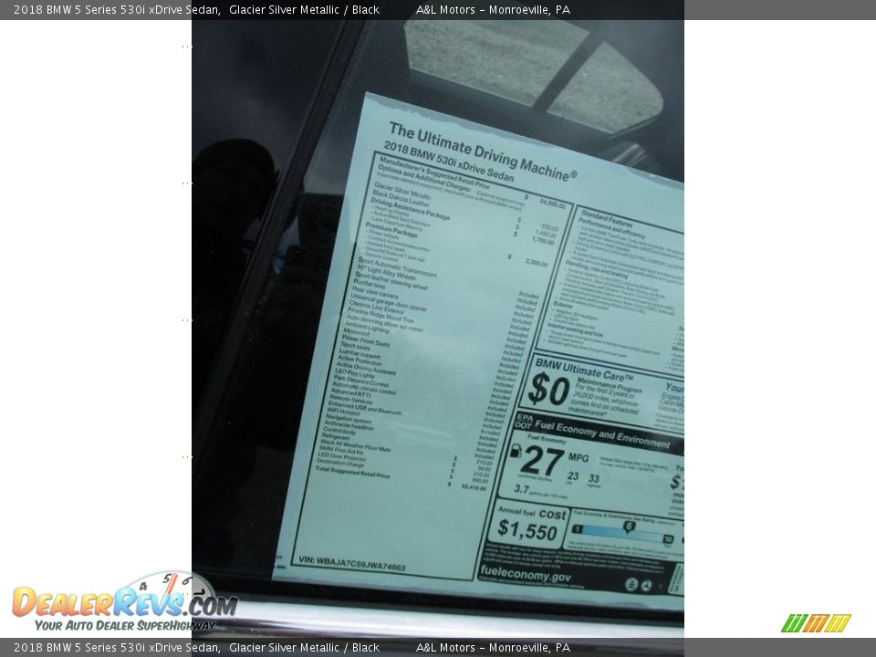 2018 BMW 5 Series 530i xDrive Sedan Glacier Silver Metallic / Black Photo #7