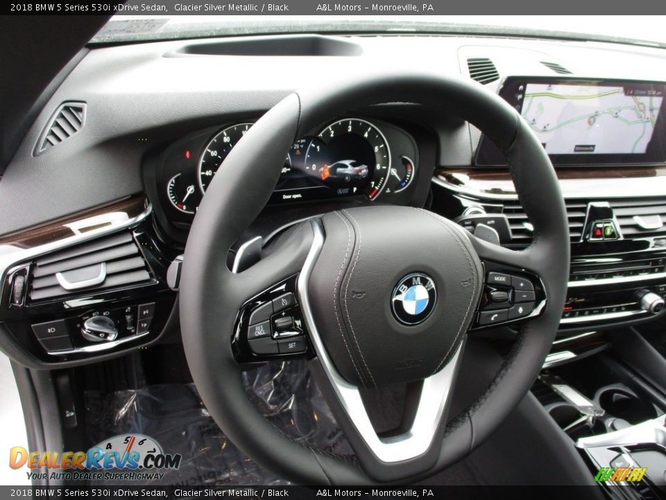 2018 BMW 5 Series 530i xDrive Sedan Glacier Silver Metallic / Black Photo #12