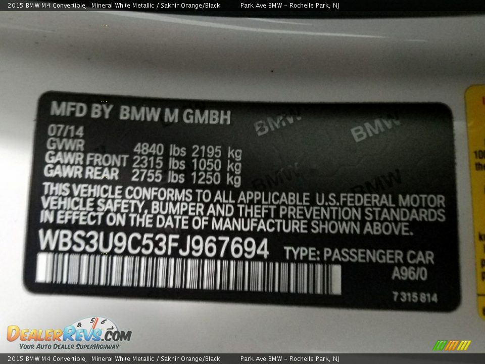 2015 BMW M4 Convertible Mineral White Metallic / Sakhir Orange/Black Photo #27