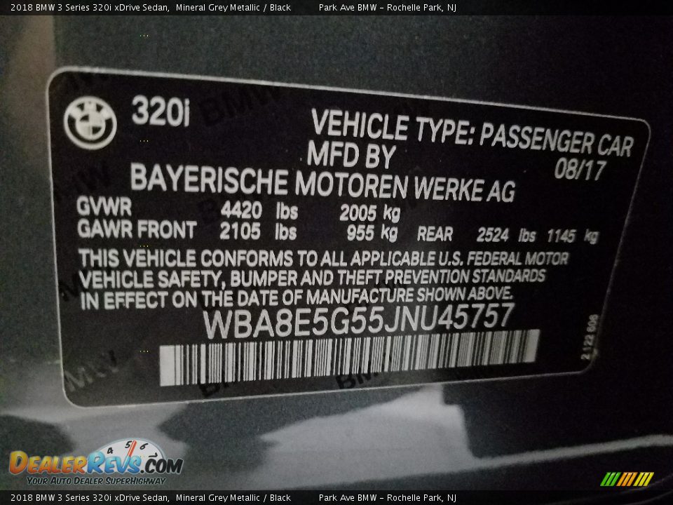 2018 BMW 3 Series 320i xDrive Sedan Mineral Grey Metallic / Black Photo #30