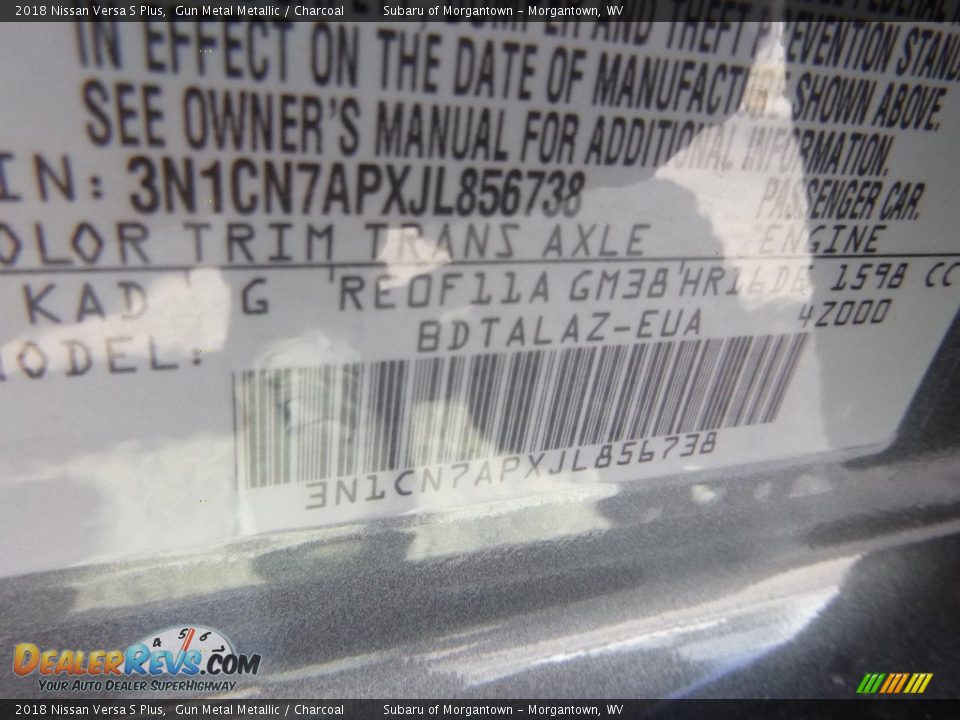 2018 Nissan Versa S Plus Gun Metal Metallic / Charcoal Photo #16