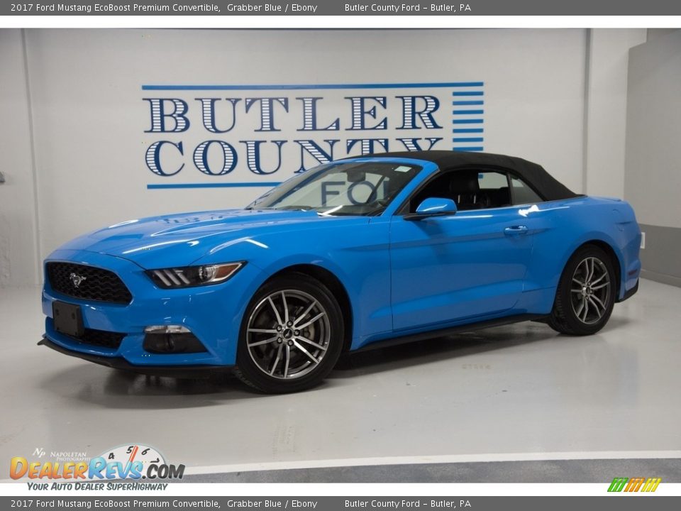 2017 Ford Mustang EcoBoost Premium Convertible Grabber Blue / Ebony Photo #1