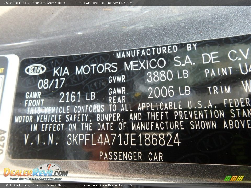 2018 Kia Forte S Phantom Gray / Black Photo #14