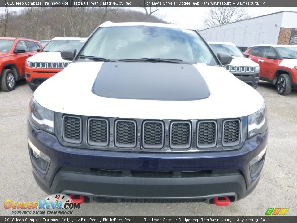 2018 Jeep Compass Trailhawk 4x4 Jazz Blue Pearl / Black/Ruby Red Photo #8