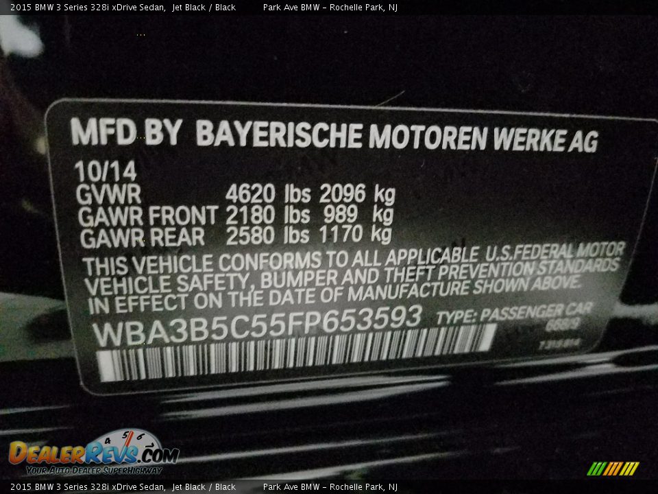 2015 BMW 3 Series 328i xDrive Sedan Jet Black / Black Photo #28