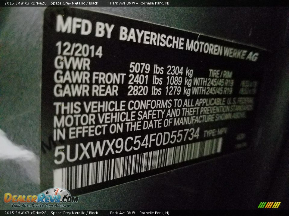 2015 BMW X3 xDrive28i Space Grey Metallic / Black Photo #28