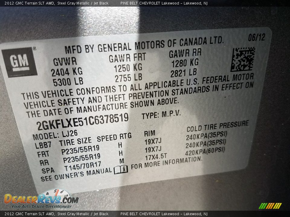 2012 GMC Terrain SLT AWD Steel Gray Metallic / Jet Black Photo #26
