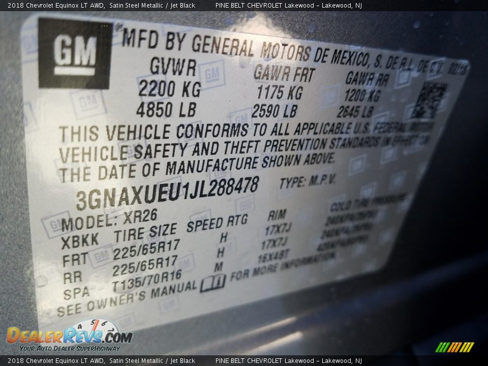 2018 Chevrolet Equinox LT AWD Satin Steel Metallic / Jet Black Photo #9