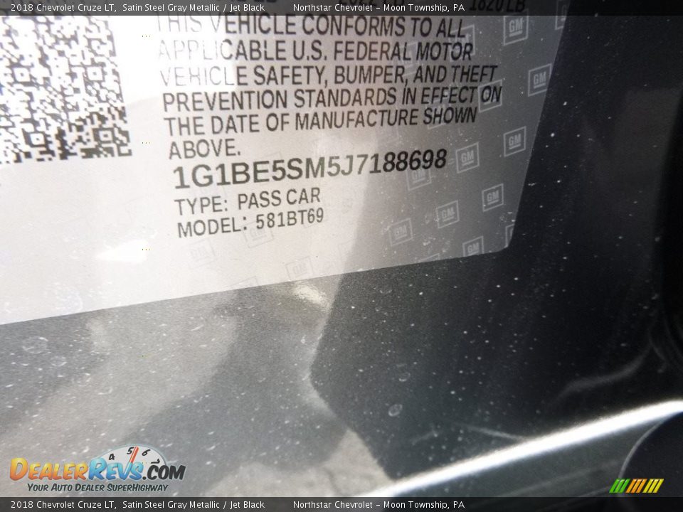 2018 Chevrolet Cruze LT Satin Steel Gray Metallic / Jet Black Photo #17