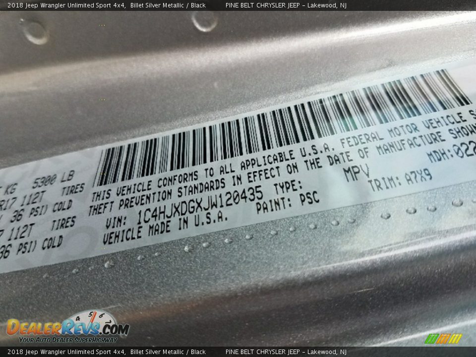2018 Jeep Wrangler Unlimited Sport 4x4 Billet Silver Metallic / Black Photo #9