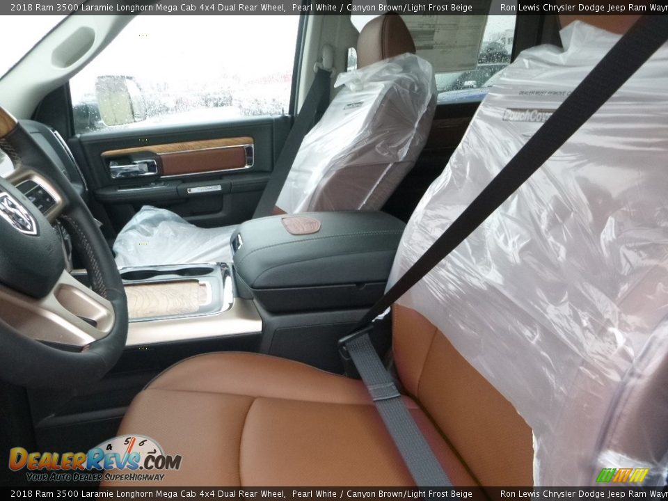 2018 Ram 3500 Laramie Longhorn Mega Cab 4x4 Dual Rear Wheel Pearl White / Canyon Brown/Light Frost Beige Photo #15