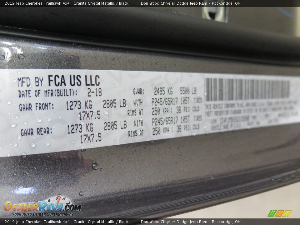 2019 Jeep Cherokee Trailhawk 4x4 Granite Crystal Metallic / Black Photo #31