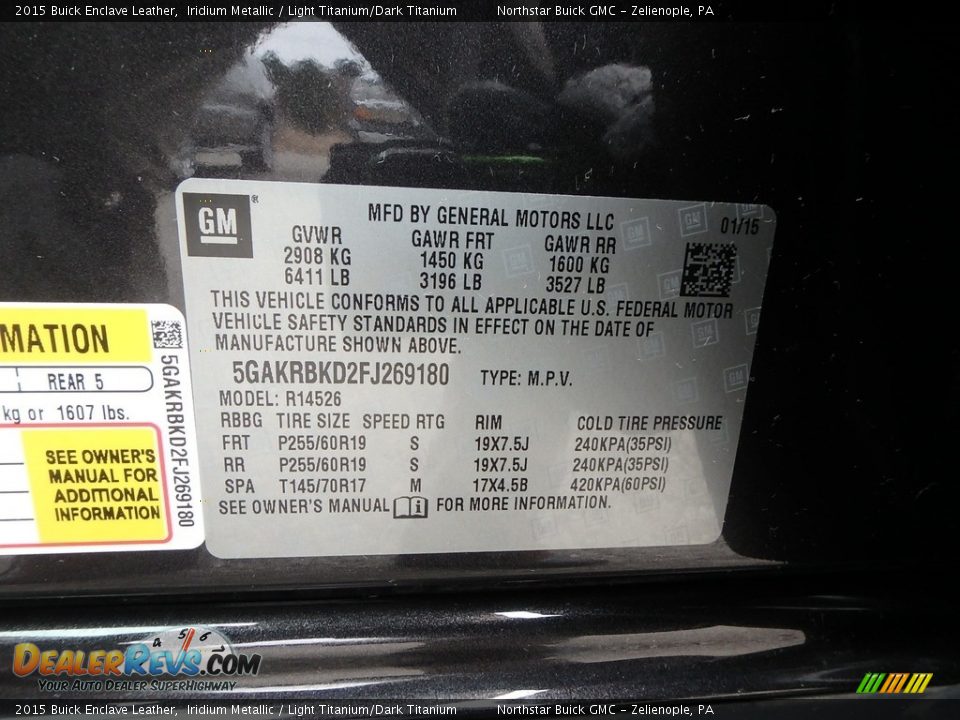 2015 Buick Enclave Leather Iridium Metallic / Light Titanium/Dark Titanium Photo #22