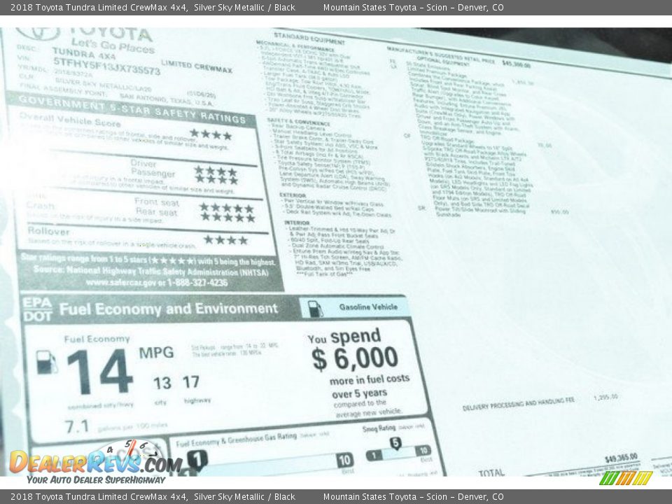 2018 Toyota Tundra Limited CrewMax 4x4 Silver Sky Metallic / Black Photo #36