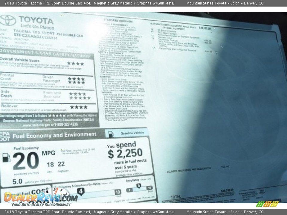 2018 Toyota Tacoma TRD Sport Double Cab 4x4 Magnetic Gray Metallic / Graphite w/Gun Metal Photo #36