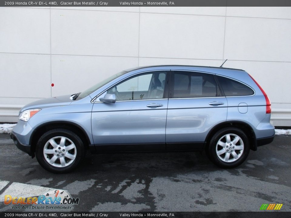 2009 Honda CR-V EX-L 4WD Glacier Blue Metallic / Gray Photo #2
