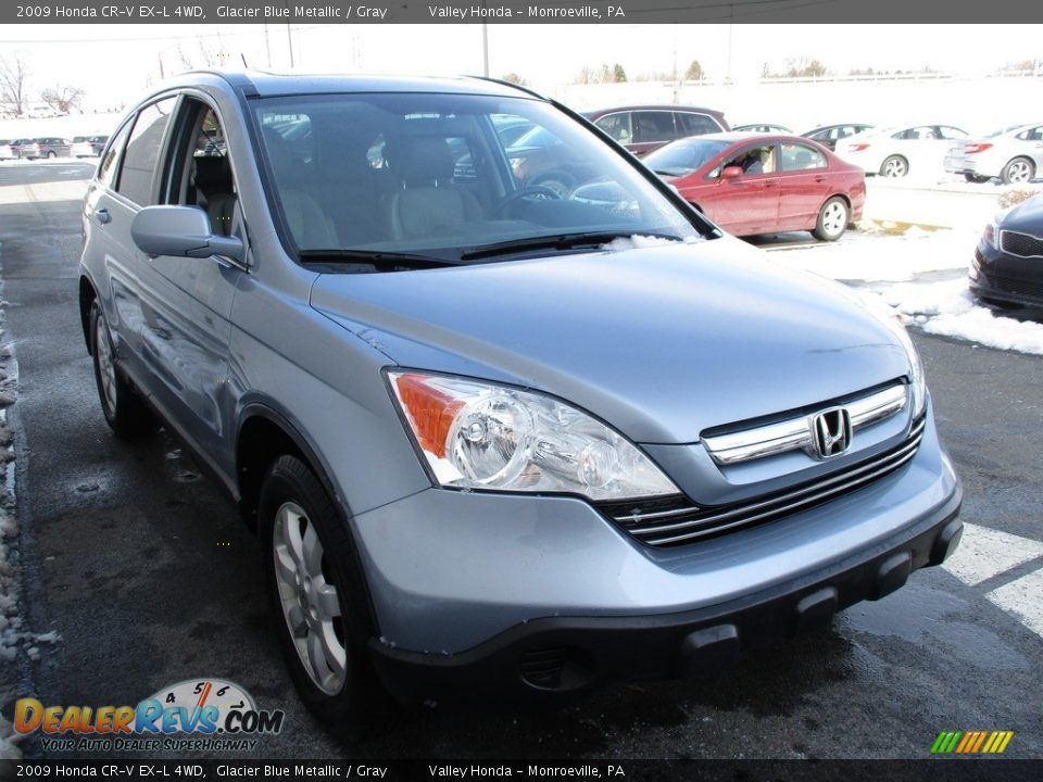 2009 Honda CR-V EX-L 4WD Glacier Blue Metallic / Gray Photo #7
